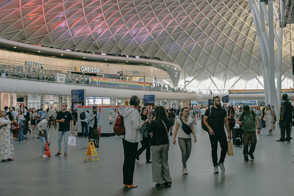 Retail shoppers at Kings Cross train station in London